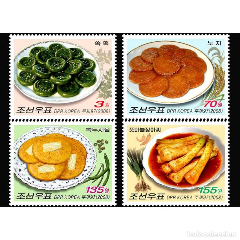 Sellos: RPDC 2008 comida nacional coreana Alimento MNH - Foto 1