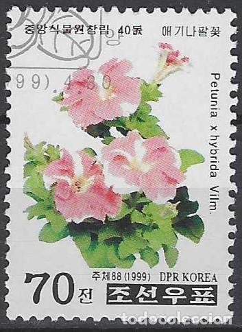 Sellos: COREA DEL NORTE 1992 - FLORES - USADO - Foto 1