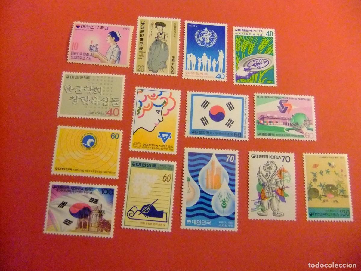 Sellos: 57 SUR COREA 1973 1993 / LOTE de 14 SELLOS MNH / YVERT 739 --- 1616 MNH ver descripci&oacute;n