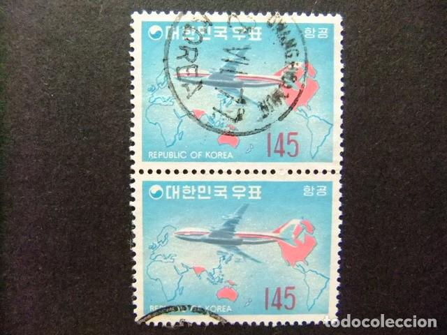 Sellos: 57 SUR COREA 1973 / TRANSPORTE AVIONES / YVERT PA 39 x 2 FU