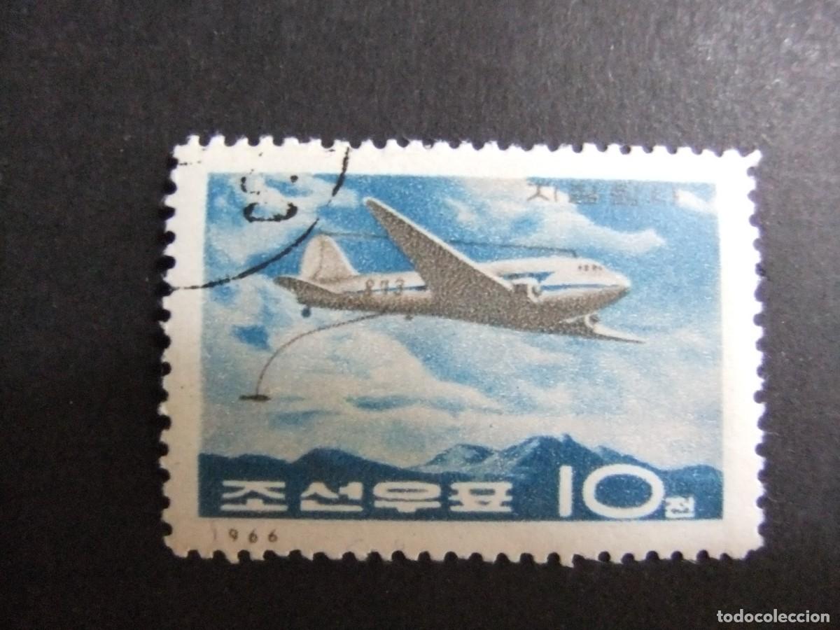 Sellos: 57 COREA del NORTE / TRANSPORTE AVI&Oacute;N BIMOTOR / YVERT 699 FU
