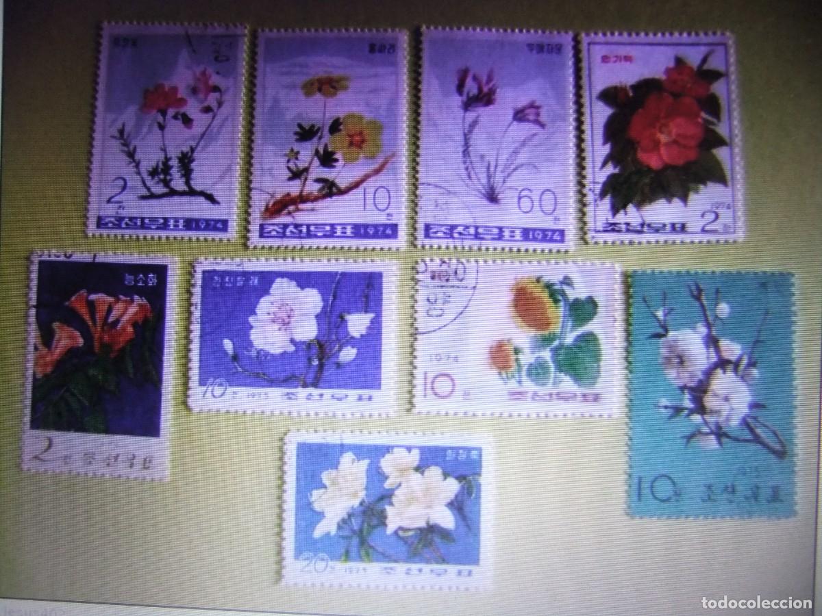 Sellos: 57 COREA del NORTE / LOTE SELLOS FLORA FLORES / YVERT FU ver descrpci&oacute;n