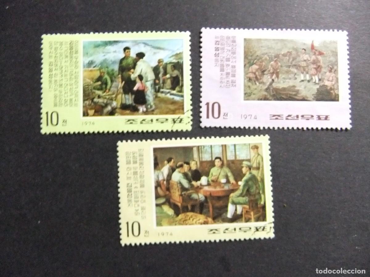 Sellos: 57 COREA del NORTE 1975 / ESCENAS de la VIDA de KIM II SUNG / YVERT 1271 +1272 +1273 FU