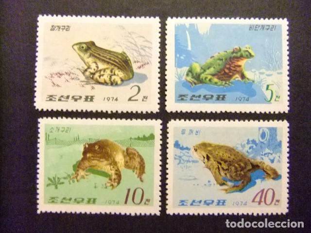 Sellos: 57 COREA del NORTE 1975 / FAUNA RANAS / YVERT 1245 / 1248 MNH