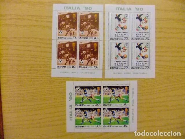Sellos: 57 COREA del NORTE 1988 / CAMPEONATO MUNDIAL de FOOTBALL - ITALIA 90 / YVERT 1995 / 1997 MNH bloc