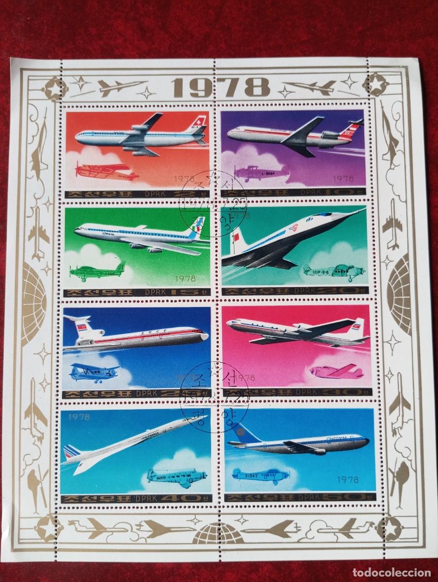 Sellos: COREA DEL NORTE, 1978, AVIACI&Oacute;N COMERCIAL, YT 1452
