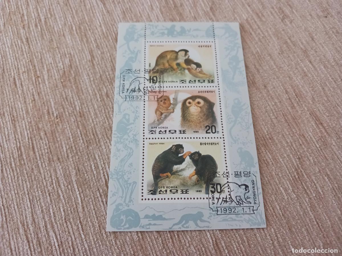 Sellos: SELLO EN HOJITA, KOREA DEL NORTE, 1992, ANIMALES