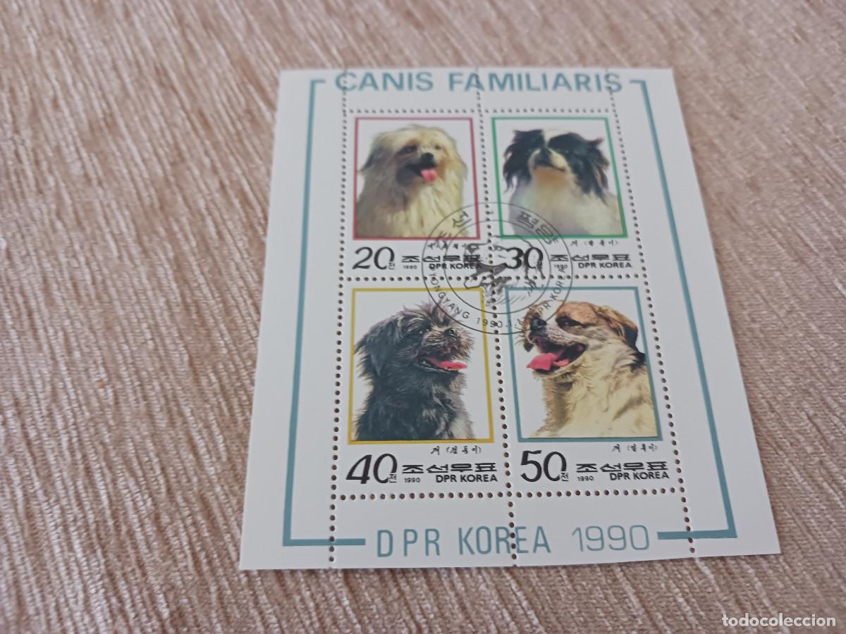 Sellos: SELLOS EN HOJITA, COREA DEL NORTE, ANIMALES DE COMPA&Ntilde;IA, 1990
