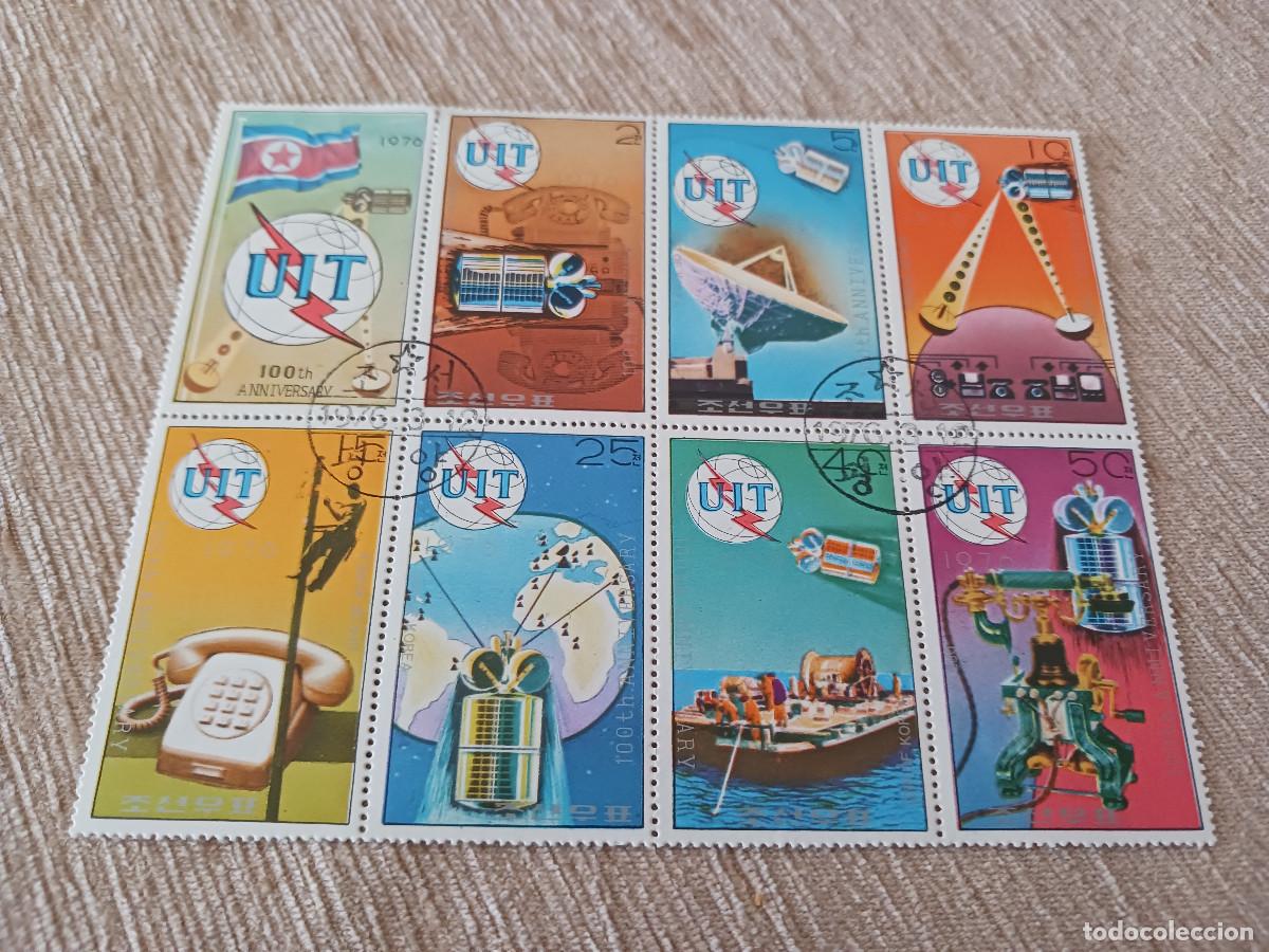 Sellos: SELLOS EN HOJITA, COREA DEL NORTE, CENTENARIO DE LA UIT, 1976