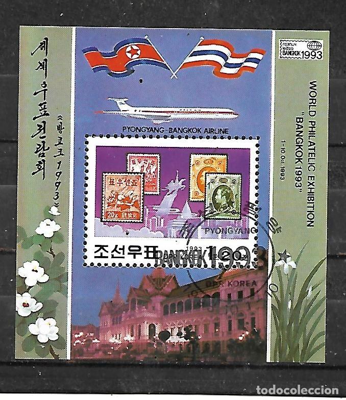 Sellos: 1993: COREA NORTE Hoja souvenir &rdquo; Exposici&oacute;n Mundial de Filatelia &rdquo;Bangkok '93&rdquo;. Tailand (CTO)