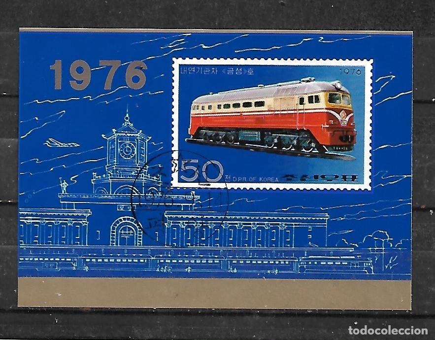 Sellos: 1976: COREA NORTE Hoja souvenir &rdquo;Locomotora diesel&rdquo; (CTO)