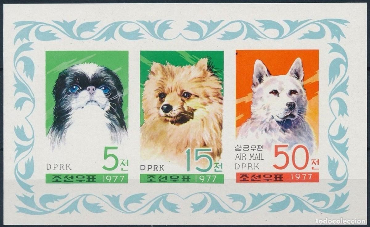 Sellos: COREA KOREA 1977 SHEET MNH IMPERF DOGS CHIENS PERROS HUNDEN CANI CAES