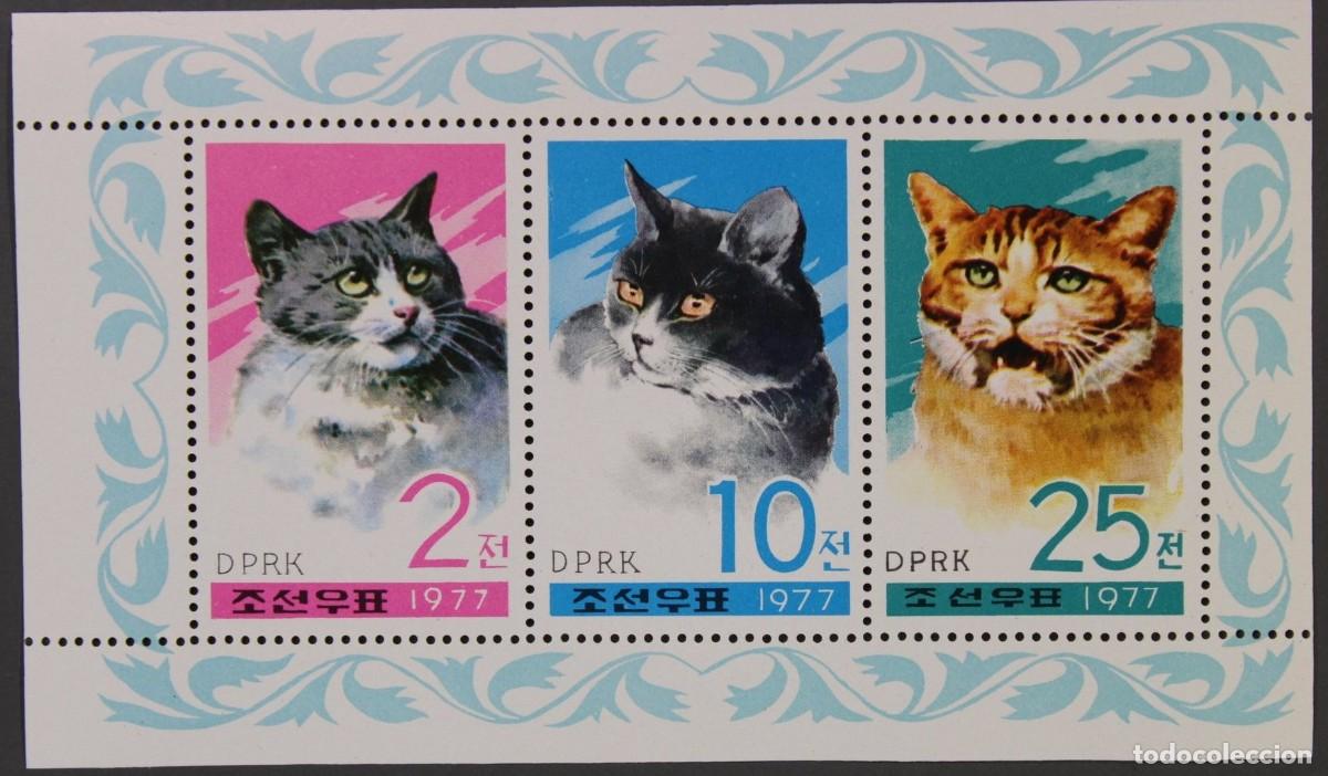 Sellos: COREA KOREA 1977 SHEET MNH CATS GATTI CHATS GATOS KATZEN
