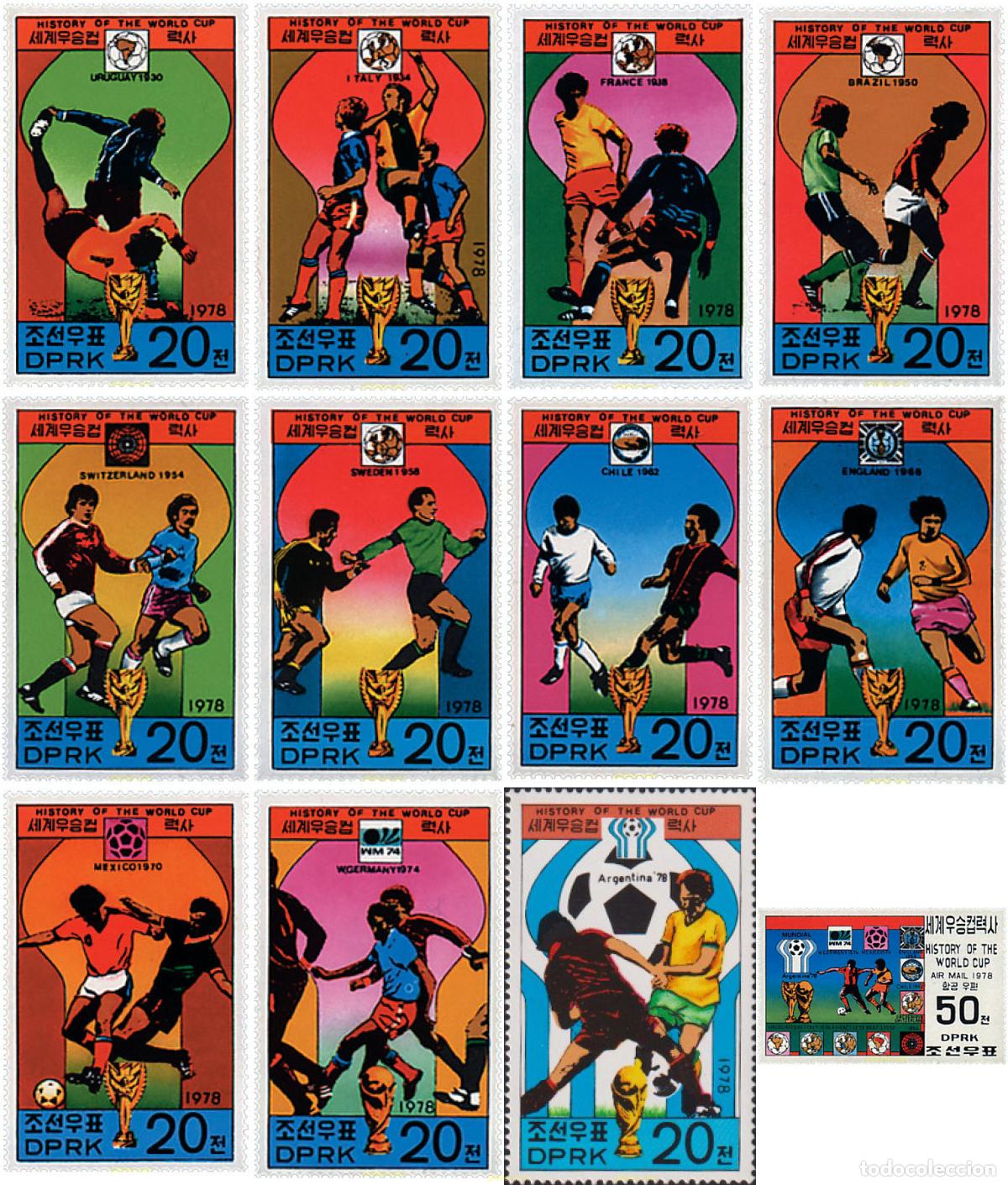 Timbres: 277709 MNH COREA DEL NORTE 1978 HISTORIA DE LA COPA DEL MUNDO DE FUTBOL.-54-55-56-57-58-59-60-44-45