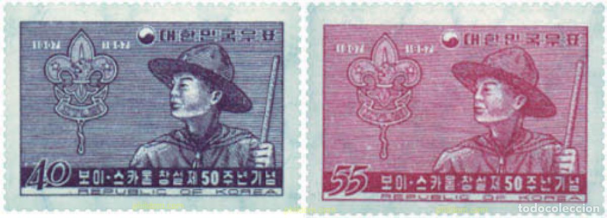 Selos: 287836 HINGED COREA DEL SUR 1957 50 ANIVERSARIO DEL ESCULTISMO