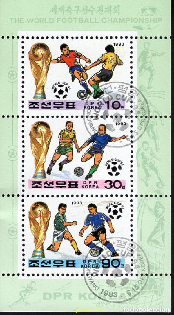 Sellos: 135464 USED COREA DEL NORTE 1993 COPA DEL MUNDO DE FUTBOL. USA-94