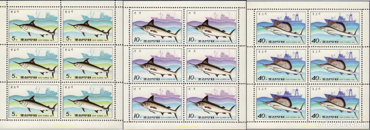 Sellos: 133899 MNH COREA DEL NORTE 1984 PECES Y BARCOS DE PESCA