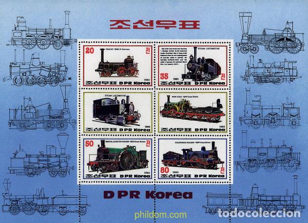 Sellos: 231428 MNH COREA DEL NORTE 1983 LOCOMOTORAS ANTIGUAS