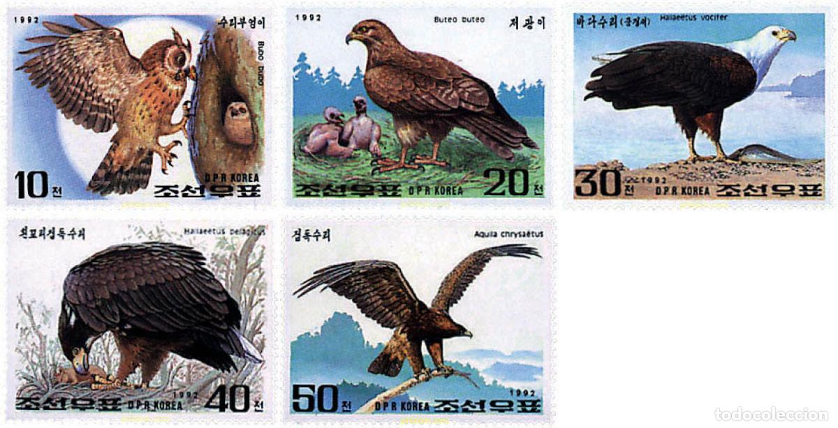 Sellos: 75744 MNH COREA DEL NORTE 1992 AVES RAPACES
