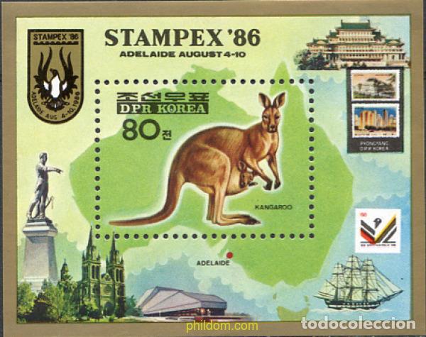 Sellos: 61836 MNH COREA DEL NORTE 1986 STAMPEX 86. EXPOSICION INTERNACIONAL.