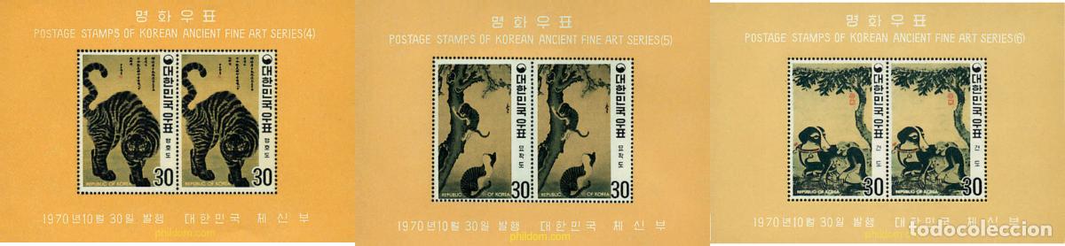Sellos: 47434 MNH COREA DEL SUR 1970 PINTURAS DE ANIMALES DE LA DINASTIA YI