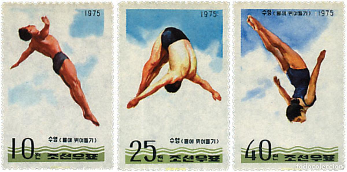 Sellos: 41512 MNH COREA DEL NORTE 1975 SALTOS DE NATACION