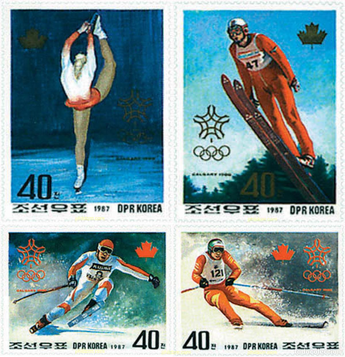 Sellos: 70754 MNH COREA DEL NORTE 1987 15 JUEGOS OLIMPICOS INVIERNO CALGARY 1988