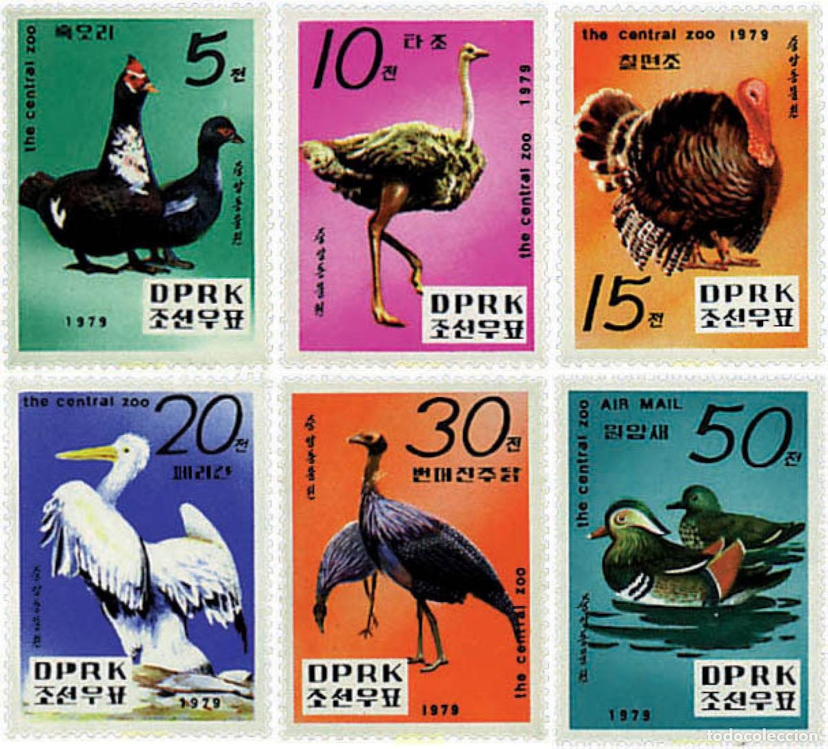 Sellos: 49446 MNH COREA DEL NORTE 1979 PAJAROS DEL ZOO CENTRAL DE PYONGYANG
