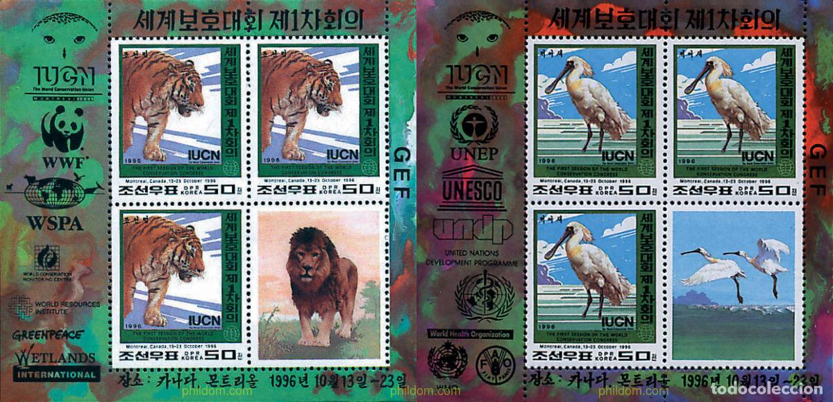 Sellos: 12826 MNH COREA DEL NORTE 1996 1 SESION DEL CONGRESO MUNDIAL SOBRE LA CONSERVACION DE LA NATURALEZA