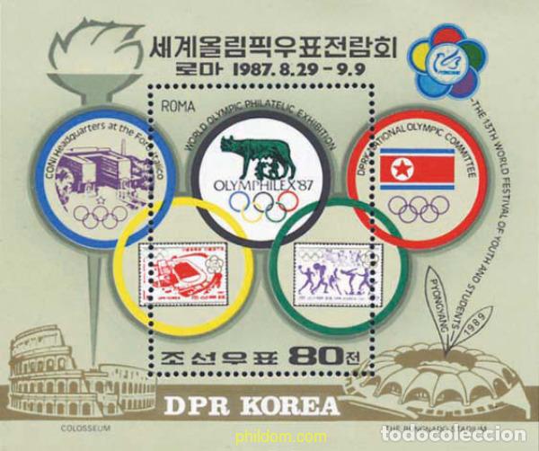 Francobolli: 46857 MNH COREA DEL NORTE 1987 OLYMPHILEX 87. EXPOSICION INTERNACIONAL DE FILATELICA OLIMPICA