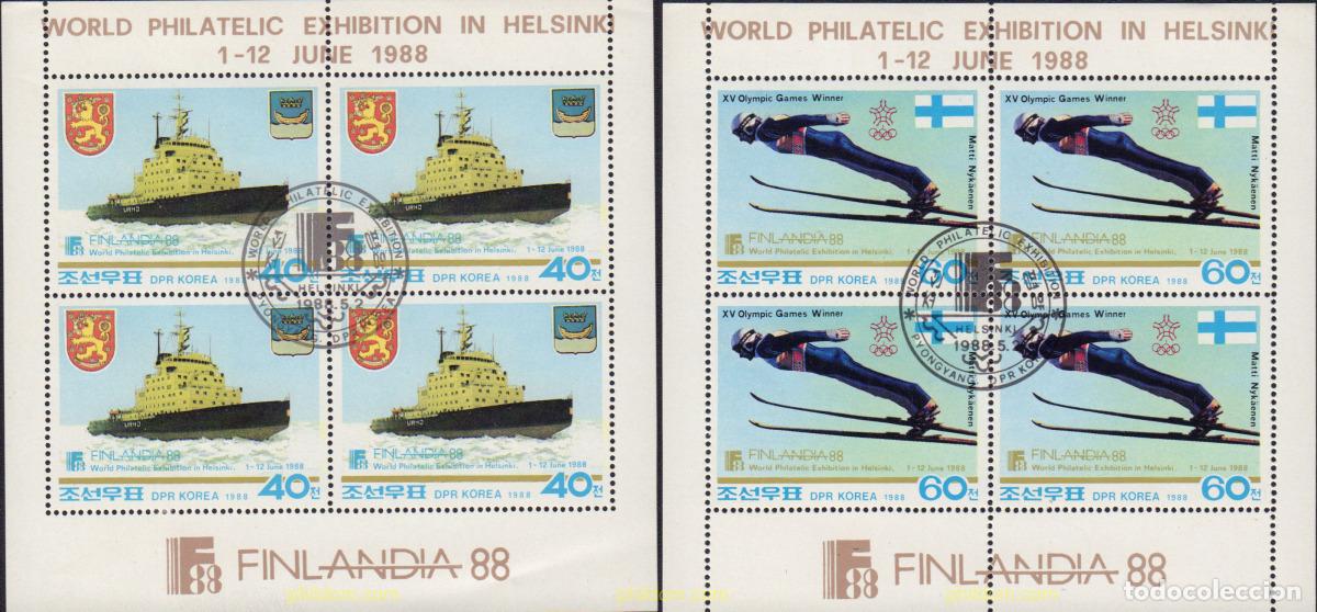 Sellos: 574133 MNH COREA DEL NORTE 1988 FINLANDIA 88. EXPOSICION FILATELICA INTERNACIONAL