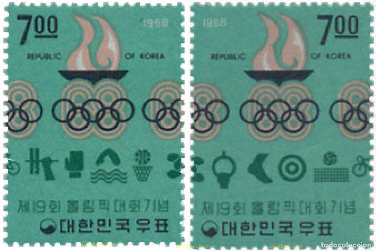 Sellos: 628021 MNH COREA DEL SUR 1968 19 JUEGOS OLIMPICOS VERANO MEXICO 1968
