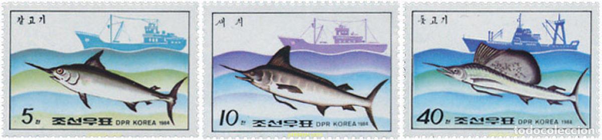 Selos: 69620 MNH COREA DEL NORTE 1984 PECES Y BARCOS DE PESCA