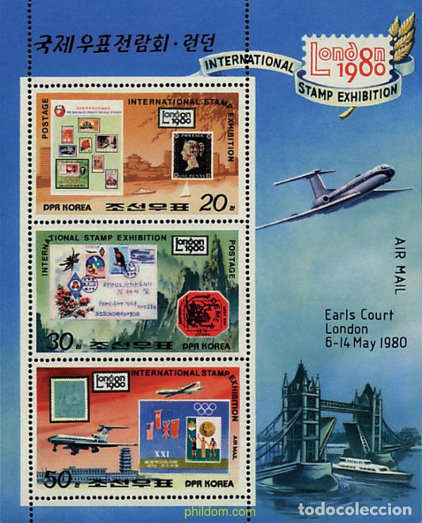 Sellos: 69763 MNH COREA DEL NORTE 1980 LONDON 80. EXPOSICION FILATELICA INTERNACIONAL