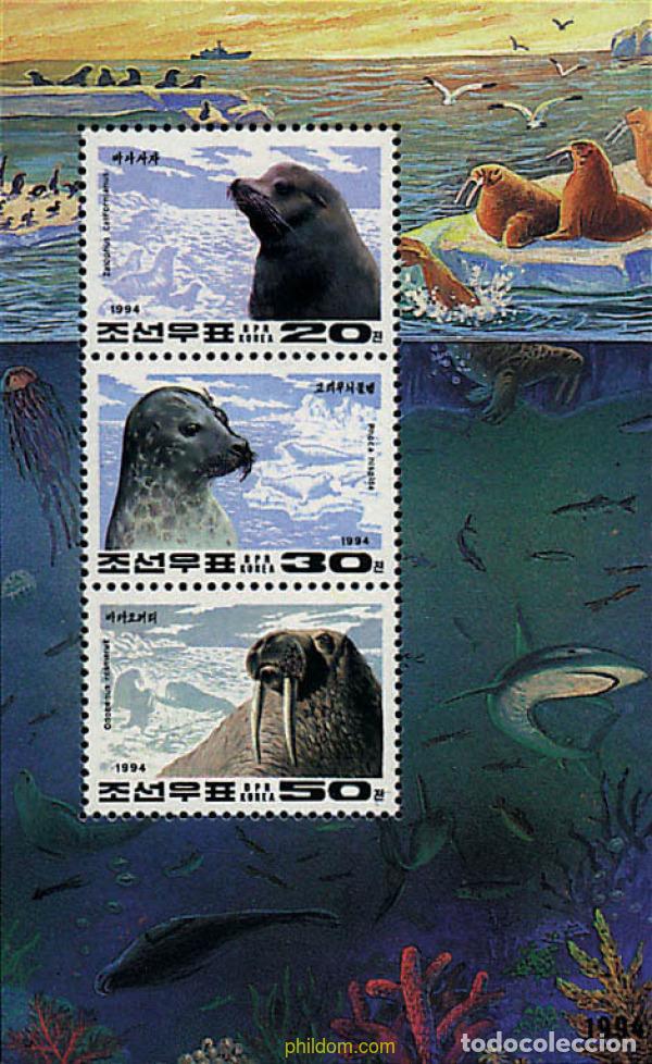 Sellos: 11550 MNH COREA DEL NORTE 1994 MAMIFEROS MARINOS