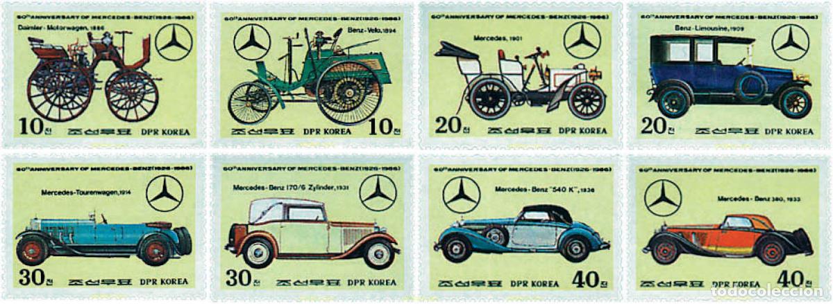 Stamps: 49501 MNH COREA DEL NORTE 1986 60 ANIVERSARIO DE MERCEDES BENZ