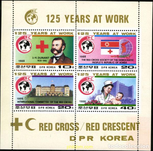 Sellos: 198511 MNH COREA DEL NORTE 1988 125 ANIVERSARIO DE LA CRUZ ROJA