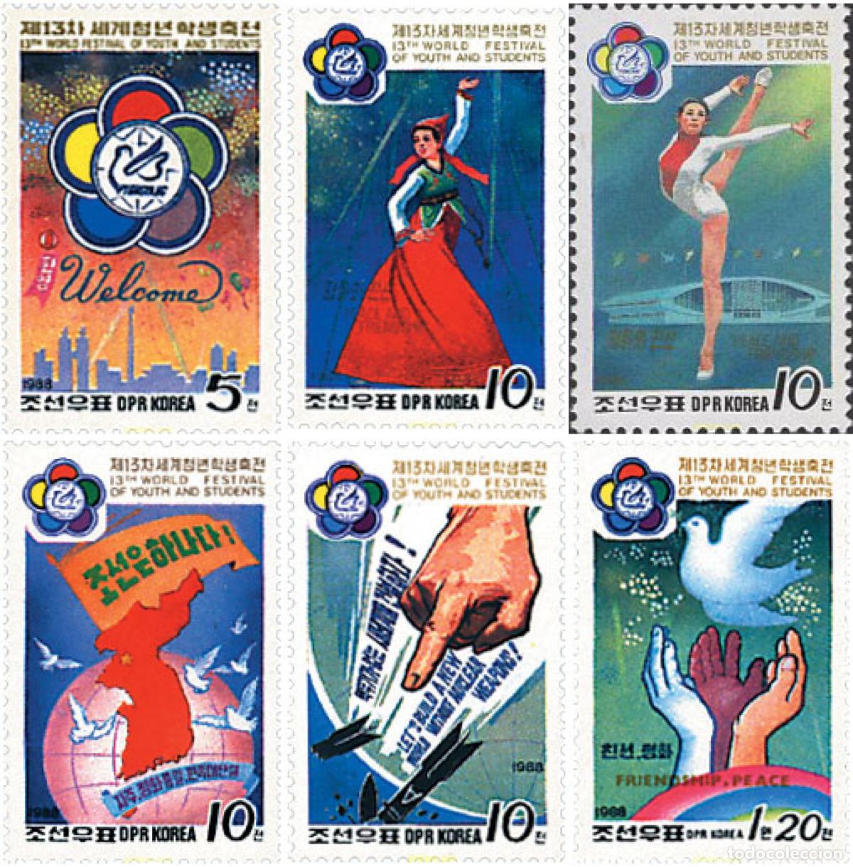 Timbres: 70562 MNH COREA DEL NORTE 1988 13 FESTIVAL INTERNACIONAL DE LA JUVENTUD