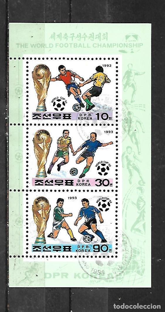 Sellos: 1993: COREA NORTE Hoja souvenir &rdquo;Campeonato mundial. Estados Unidos&rdquo; (CTO)
