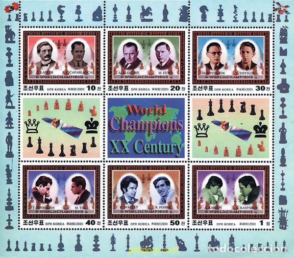 Sellos: 208165 MNH COREA DEL NORTE 2001 CAMPEONES DEL MUNDO DE AJEDREZ DEL SIGLO XX