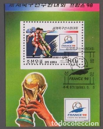 Sellos: COREA KOREA 1998 SHEET USED MNH COPA DEL MUNDO DE FUTBOL DE FRANCIA MUNDIAL FOOTBALL DEPORTES SPORTS