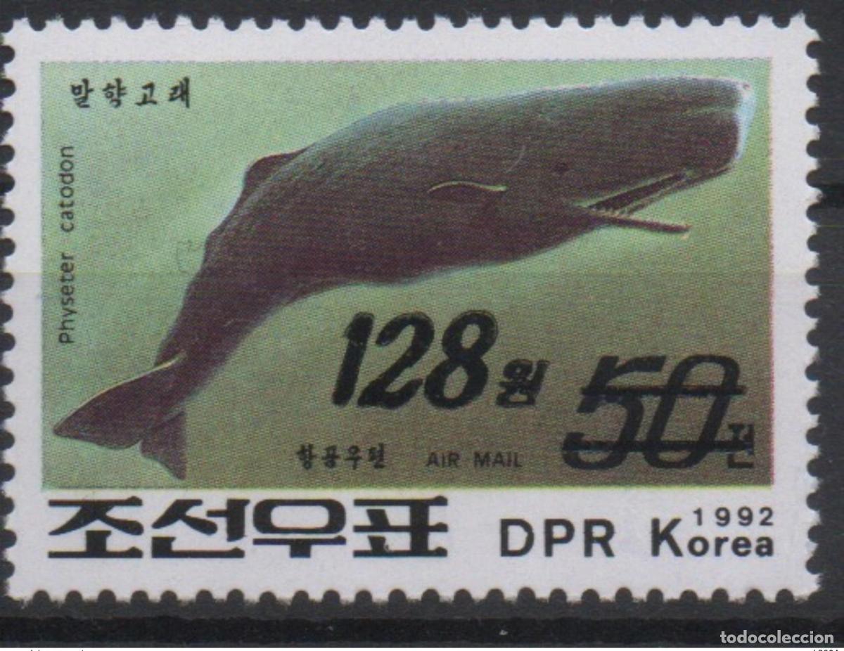 Sellos: Corea 2006 Mi. 5100 sobrecargado Fauna marina ballena MNH RARO