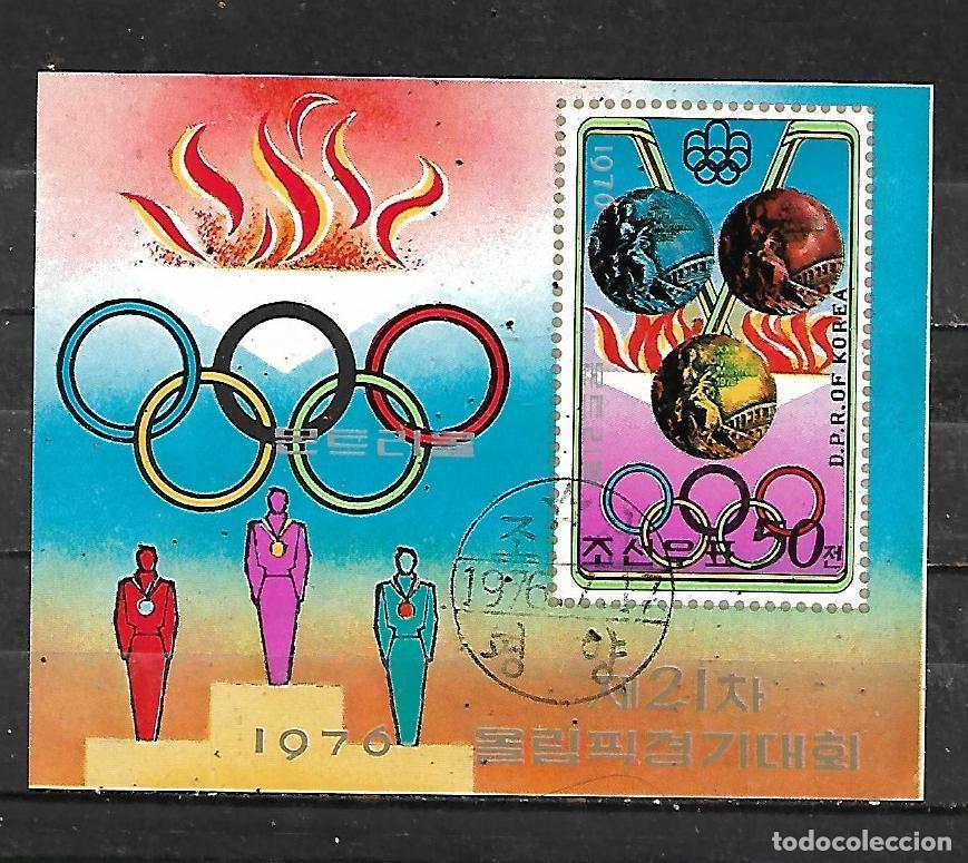 Sellos: 1976: COREA NORTE HOJA &rdquo;Juegos Ol&iacute;mpicos. Montr&eacute;al&acute;76. Vencedores&rdquo; (CTO) Imperforado