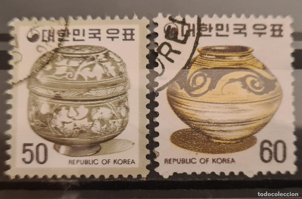 Sellos: Serie completa de sellos usados de Corea 1975: Recipientes de cer&aacute;mica