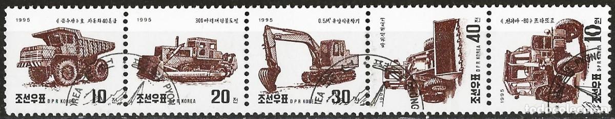 Sellos: Corea del Norte 1995 - Mi 3773 a 3777 - YT 2603 a 2607 - Maquinaria de obras p&uacute;blicas