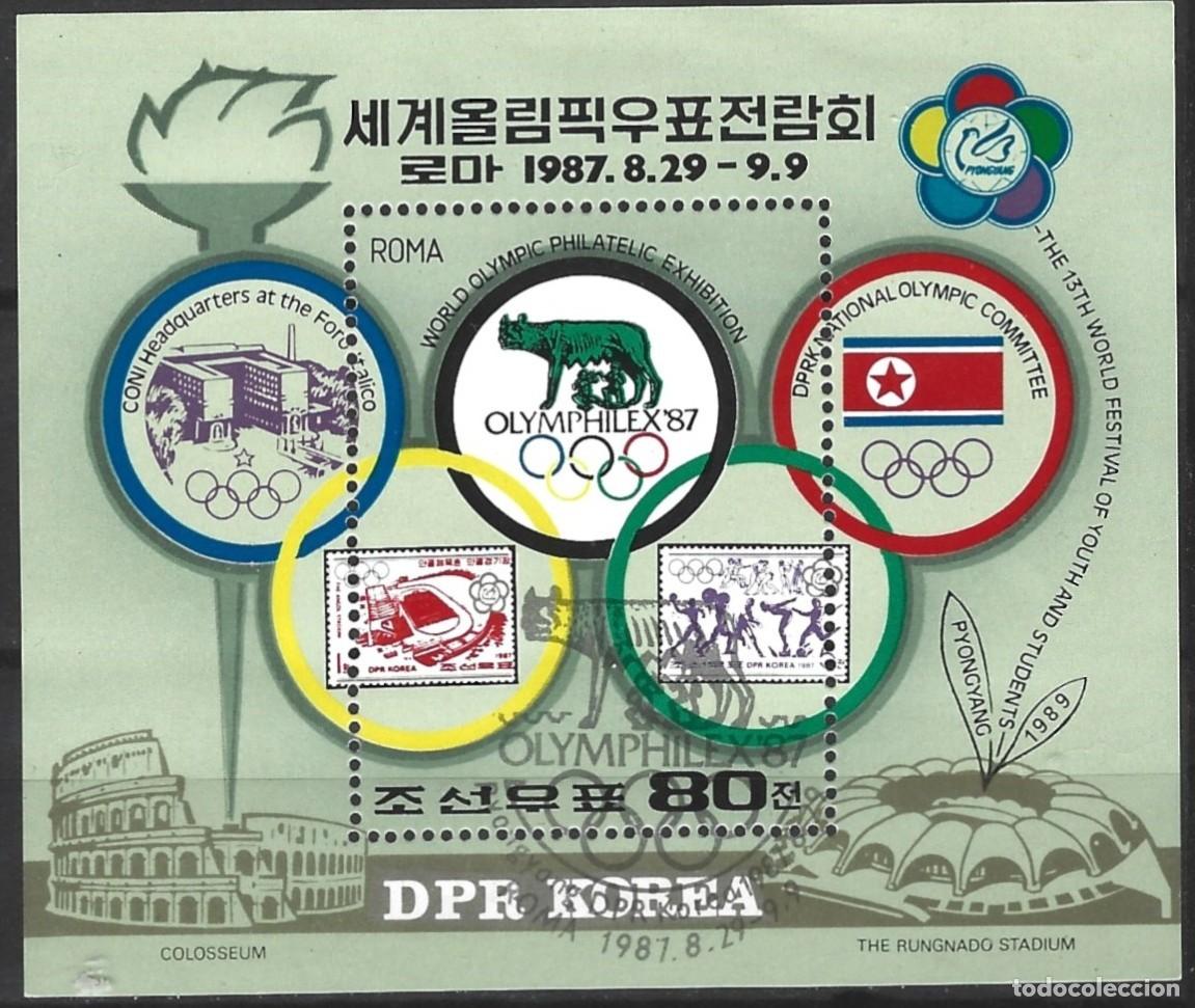 Sellos: COREA - KOREA - 1987 - EXPOSICI&Oacute;N FILAT&Eacute;LICA OL&Iacute;MPICA MUNDIAL IN ROMA - ESTAMPADO
