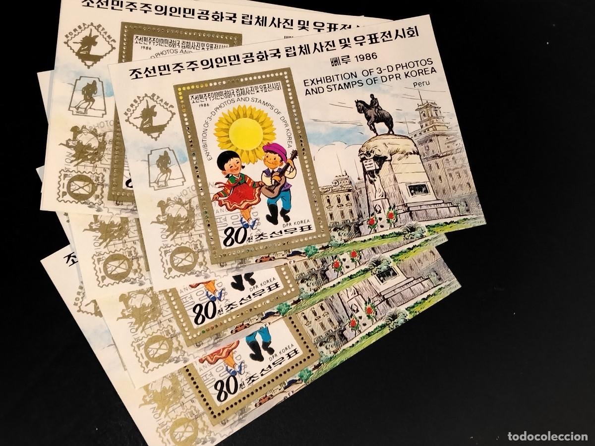 Selos: LOTE DE 7 HOJAS DE RECUERDO EMITIDA POR COREA DEL NORTE 1986,SELLOS CONMEMORATIVOS.