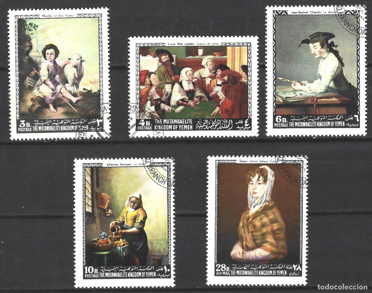 Sellos: YEMEN - LOTE DE 5 SELLOS CON PINTURAS DE PINTORES FAMOSOS - SELLADOS