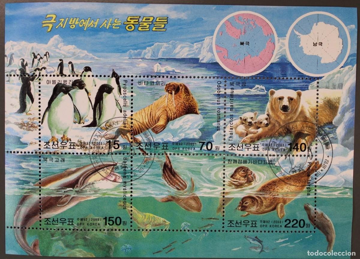 Sellos: COREA KOREA 2003 SHEET USED MNH FAUNA LA ARTIDA Y LA ANTARTIDA OSOS PINGUINOS FOCAS BALLENAS PECES