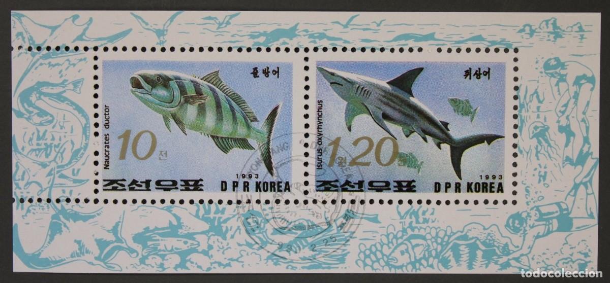 Sellos: COREA KOREA 1993 SHEET USED MNH FAUNA MARINA FISHES PECES POISSONS FISCHEN SHARKS TIBURONES REQUINS